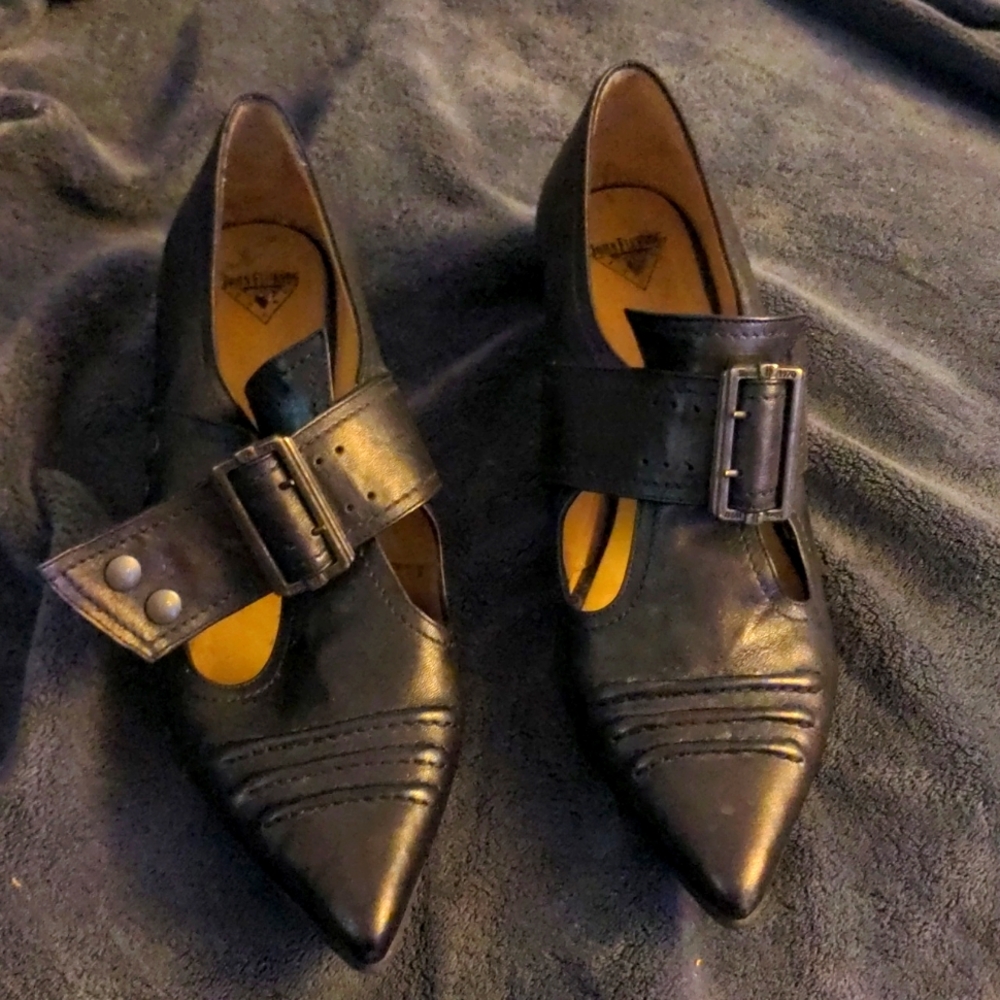 John Fluevog dark brown Buckle Heels